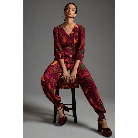 Anthropologie X Farm Rio Wrap Jumpsuit Multicolor Size XL